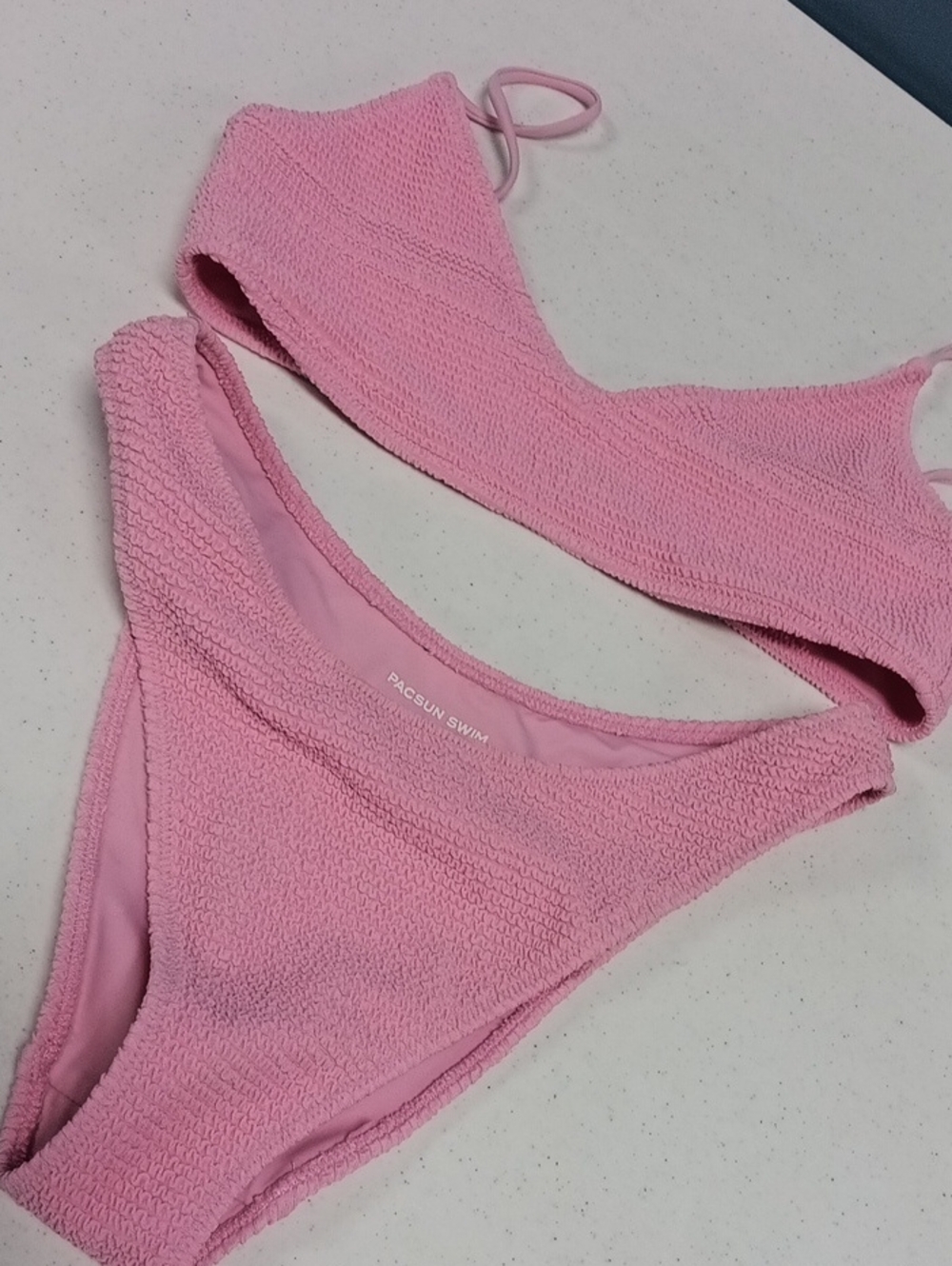 PacSun Pink Textured Swim Bikini Top